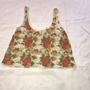 New guess tank blouse floral crop top size small